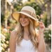 Wide Brim Hat - 2 Tones w/ Flower - Natural - HT-H2269NT